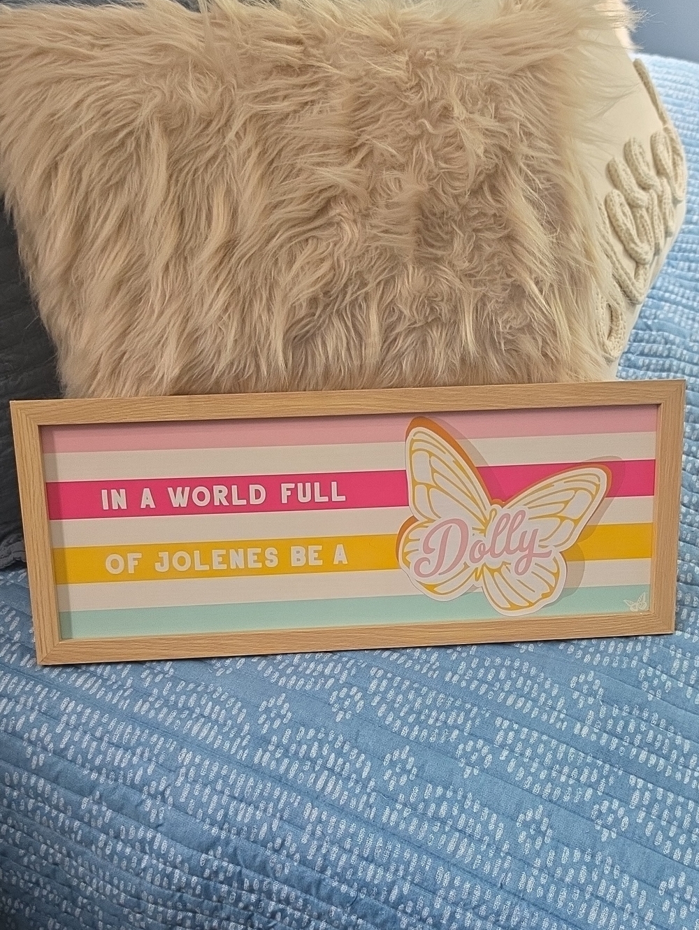 Dolly Parton JOLENE Striped Butterfly Wall Art in Pink, Yellow & Aqua NEW